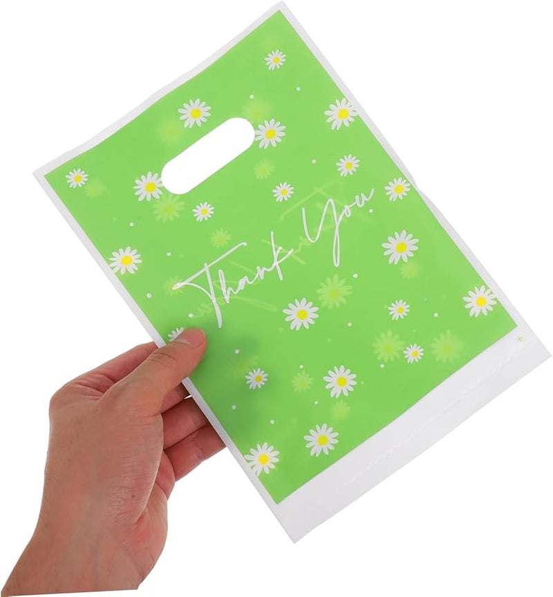 GLEAVI 50pcs Reusable Plastic Daisy Flower Thank You Goodie Bags with Handles for Birthday Party Favors - Image 3
